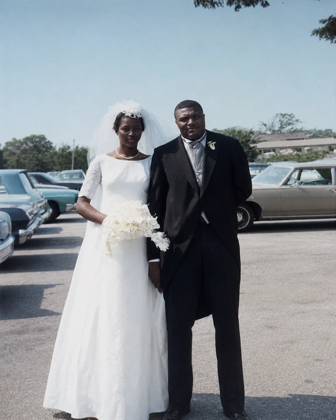 Frank and Carol Falks on their wedding day, from the family archive